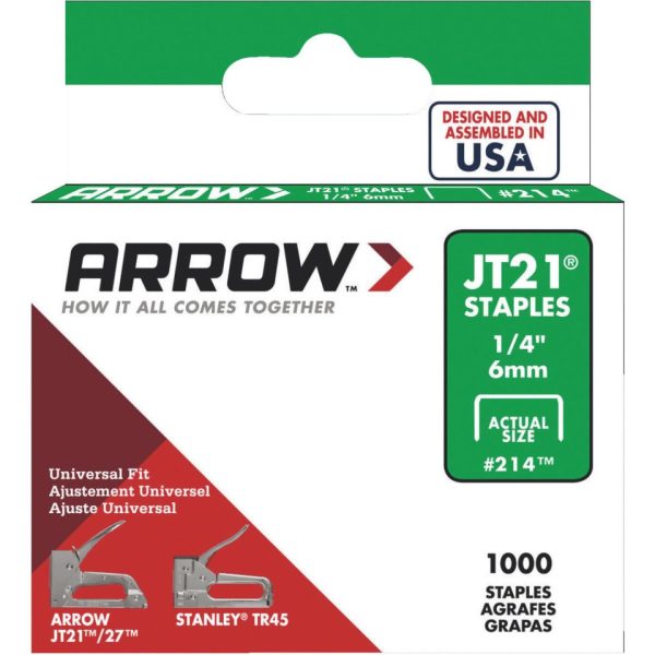 Arrow JT21 Light Duty Staple, 1 4 In. (1000-Pack) on Sale